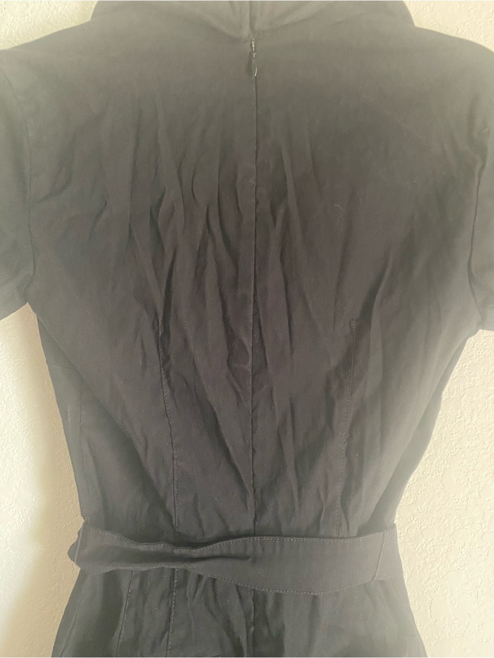 Anthropologie Maeve Colette Black Short-Sleeve Tie-Waist Wide-Leg Jumpsuit - Picture 7 of 10
